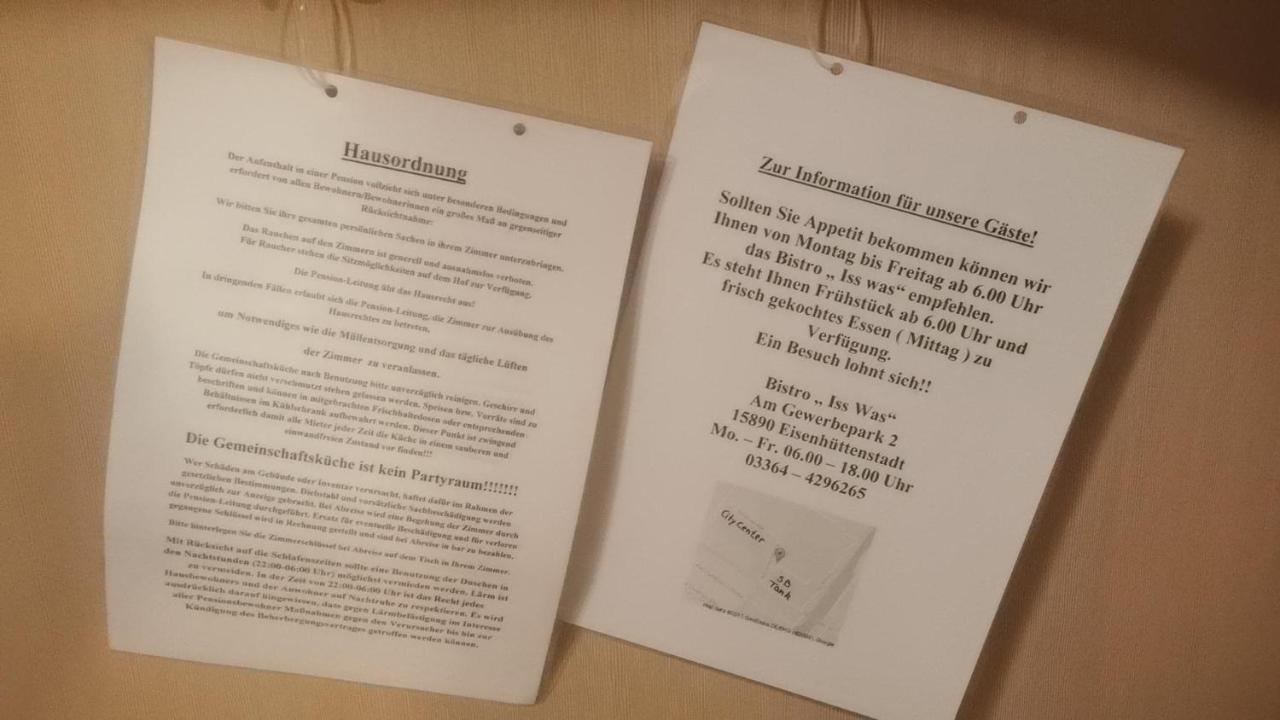 Zimmervermietung Schoenfliesser Stuben Auch Fuer Monteure Eisenhüttenstadt Eksteriør bilde
